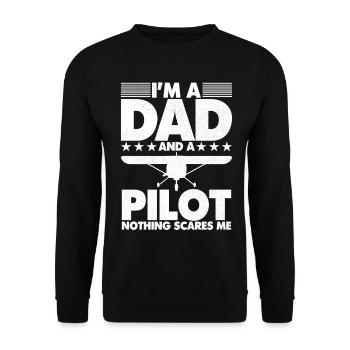 Je suis papa et pilote, rien ne me fait peur - Sweat-shirt Unisexe - noir - Devant - Alina (178cm) & Michal (187cm)
