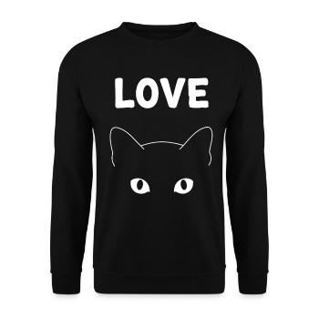 Love Chat : Douceur Féline - Sweat-shirt Unisexe - noir - Devant - Alina (178cm) & Michal (187cm)