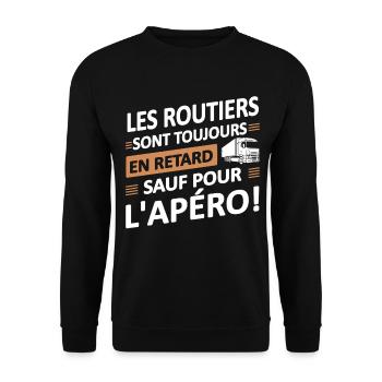 Les Routiers Sont Toujours En Retard - Sweat-shirt Unisexe - noir - Devant - Alina (178cm) & Michal (187cm)