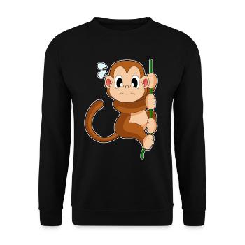 Affe Liane Dschungel - Unisex Pullover - Schwarz - Vorne - Alina (178cm) & Michal (187cm)