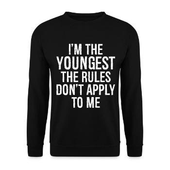 Je suis le plus jeune, les règles ne s’appliquent pas à moi - Sweat-shirt Unisexe - noir - Devant - Alina (178cm) & Michal (187cm)