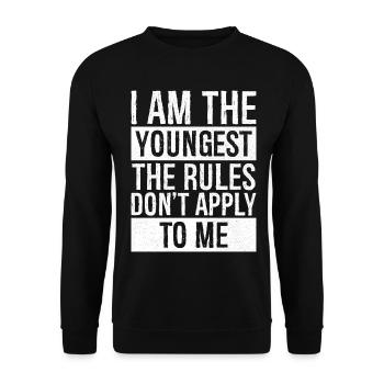 Je suis le plus jeune, les règles ne s’appliquent pas à moi - Sweat-shirt Unisexe - noir - Devant - Alina (178cm) & Michal (187cm)