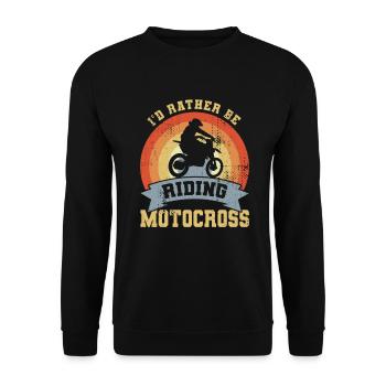 I'd Rather Be Riding Motocross - Unisex Pullover - Schwarz - Vorne - Alina (178cm) & Michal (187cm)