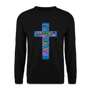 Kreuz Kreuze Herz Herzen - Unisex Pullover - Schwarz - Vorne - Alina (178cm) & Michal (187cm)