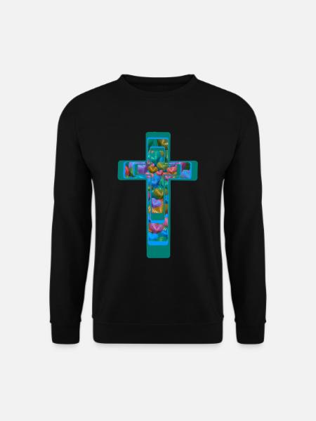 Crucifix Cross Crosses Hearts - Unisex Sweatshirt - black