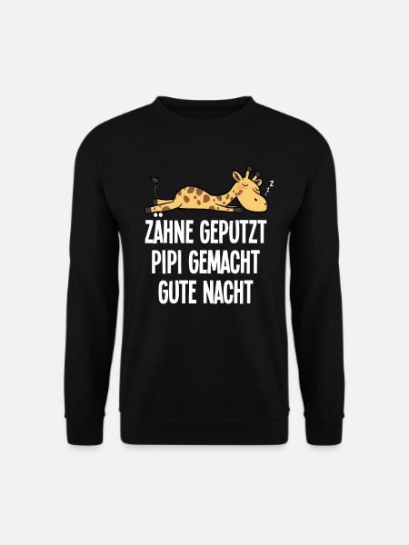 Lustige Giraffe Zähne Geputzt Gute Nacht Spruch - Unisex Pullover - Schwarz