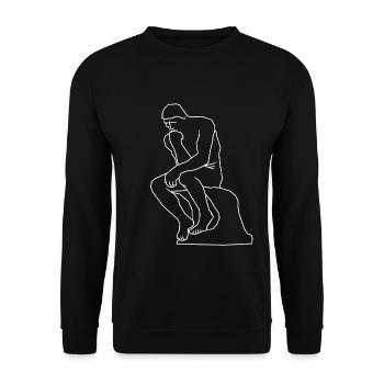 Le dessin au trait de la statue du penseur - Sweat-shirt Unisexe - noir - Devant - Alina (178cm) & Michal (187cm)