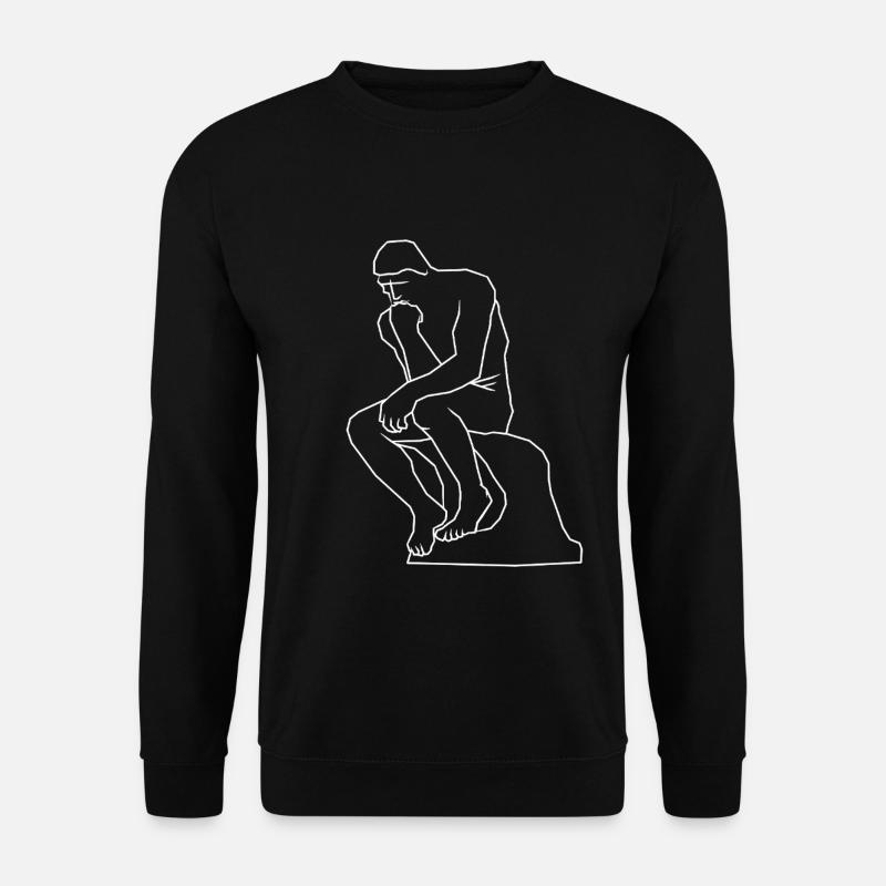 Die Denker-Statue Strichzeichnungen - Unisex Pullover - Schwarz
