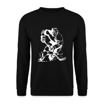 Eishockeyspieler Zeichnung - Unisex Pullover - Schwarz - Vorne - Alina (178cm) & Michal (187cm)