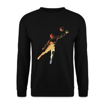 Vintage Volleyballer - Unisex Pullover - Schwarz - Vorne - Alina (178cm) & Michal (187cm)