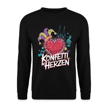 Köln Konfetti Im Herzen Karneval Herz Kölner Köln - Unisex Pullover - Schwarz - Vorne - Alina (178cm) & Michal (187cm)