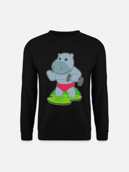 Hippopotame Bodybuilder Haltère Musculation - Sweat-shirt Unisexe - noir