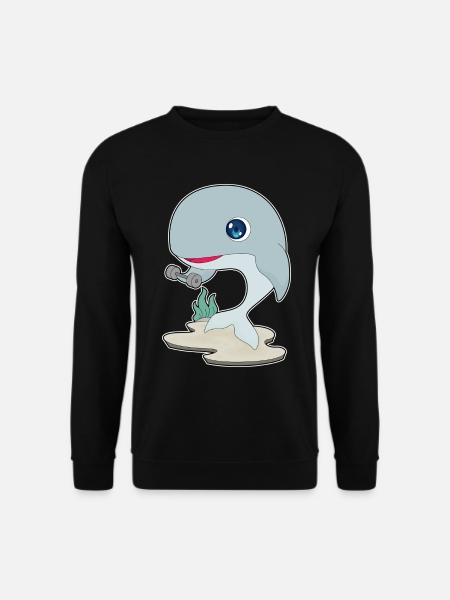 Whale Bodybuilder Dumbbell Bodybuilding - Unisex Sweatshirt - black