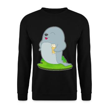 Seehund Bier - Unisex Pullover - Schwarz - Vorne - Alina (178cm) & Michal (187cm)