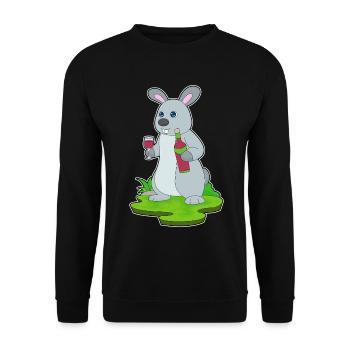 Hase Flasche Rotwein - Unisex Pullover - Schwarz - Vorne - Alina (178cm) & Michal (187cm)
