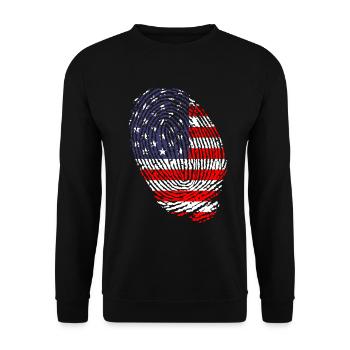 Fingerabdrücke der US-Flagge - Unisex Pullover - Schwarz - Vorne - Alina (178cm) & Michal (187cm)
