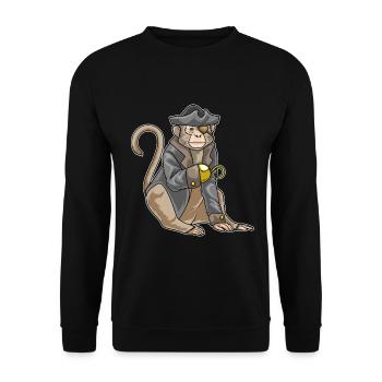 Affe Pirat Hakenhand - Unisex Pullover - Schwarz - Vorne - Alina (178cm) & Michal (187cm)