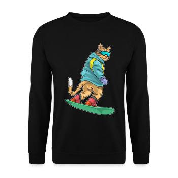 Katze Snowboarder Snowboard - Unisex Pullover - Schwarz - Vorne - Alina (178cm) & Michal (187cm)