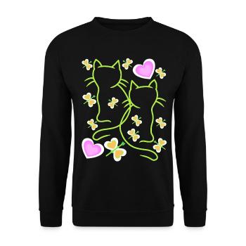 Printemps Chats Coeur Chats Enfants Enfant Bébé - Sweat-shirt Unisexe - noir - Devant - Alina (178cm) & Michal (187cm)