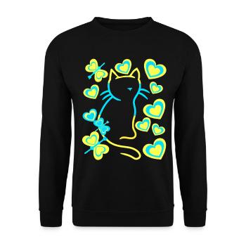 Retro Cat Cats Vintage 80s 90s Kids - Unisex Sweatshirt - black - Front - Alina (178cm) & Michal (187cm)
