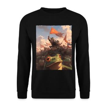 Epic Frog Revolution Artful Painting - Unisex Sweatshirt - black - Front - Alina (178cm) & Michal (187cm)