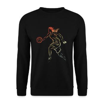 Weiblicher Basketballer - Unisex Pullover - Schwarz - Vorne - Alina (178cm) & Michal (187cm)
