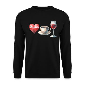 MomLife Café Vin Coeur Aquarelle Look Drôle - Sweat-shirt Unisexe - noir - Devant - Alina (178cm) & Michal (187cm)