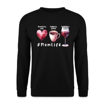MomLife Café Vin Amour Aquarelle Maman Cadeau - Sweat-shirt Unisexe - noir - Devant - Alina (178cm) & Michal (187cm)