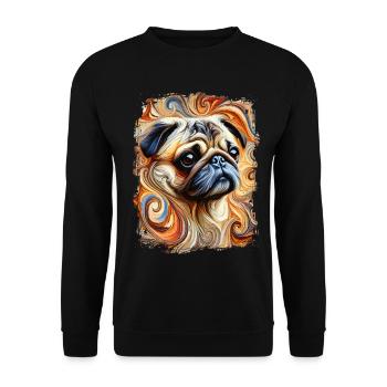 Pug in ornate and abstract style - Unisex Sweatshirt - black - Front - Alina (178cm) & Michal (187cm)