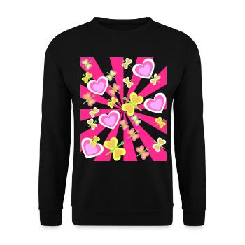 Spring Heart Hearts Summer Summertime Retro 80s - Unisex Sweatshirt - black - Front - Alina (178cm) & Michal (187cm)