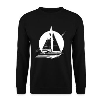 Segelboot Zeichnung - Unisex Pullover - Schwarz - Vorne - Alina (178cm) & Michal (187cm)