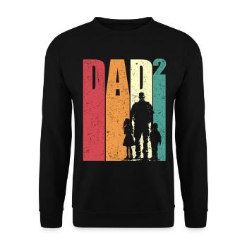 Dad Hoch 2 Vater Tochter Sohn Retro Vatertag - Unisex Pullover - Schwarz - Vorne - Alina (178cm) & Michal (187cm)
