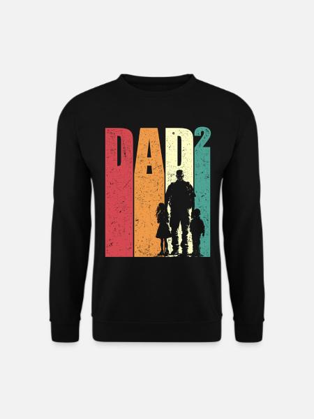 Dad Hoch 2 Vater Tochter Sohn Retro Vatertag - Unisex Pullover - Schwarz
