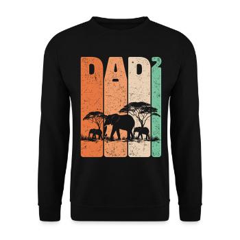 Dad Hoch 2 Elefant Zwei Kinder Vatertag Geschenk - Unisex Pullover - Schwarz - Vorne - Alina (178cm) & Michal (187cm)