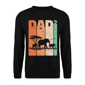 Rétro éléphant design papa haut 2 papas cadeau - Sweat-shirt Unisexe - noir - Devant - Alina (178cm) & Michal (187cm)