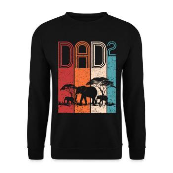 Papa Von Zwei Kindern Safari Elefanten Vatertag - Unisex Pullover - Schwarz - Vorne - Alina (178cm) & Michal (187cm)