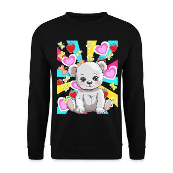 Ours en peluche rétro Ours ours Enfants Bébé des années 80 - Sweat-shirt Unisexe - noir - Devant - Alina (178cm) & Michal (187cm)
