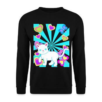 Chat Chats Enfant Enfants Bébé Rétro Coeur - Sweat-shirt Unisexe - noir - Devant - Alina (178cm) & Michal (187cm)