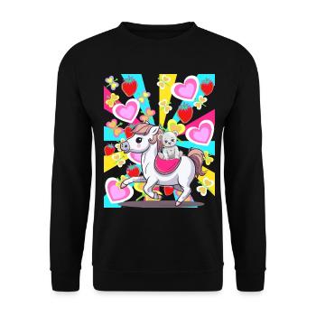 Retro Kids Child Horse Teddy Heart Birthday Baby - Unisex Sweatshirt - black - Front - Alina (178cm) & Michal (187cm)