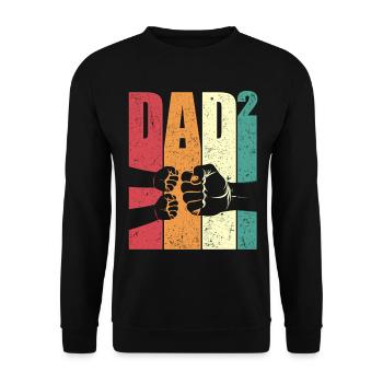 Dad Hoch 2 Fist Bump Zwei Kinder Vatertag Geschenk - Unisex Pullover - Schwarz - Vorne - Alina (178cm) & Michal (187cm)