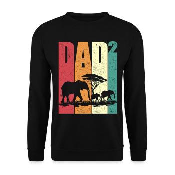Elephant Two Kids Dad High 2 Father's Day Gift - Unisex Sweatshirt - black - Front - Alina (178cm) & Michal (187cm)