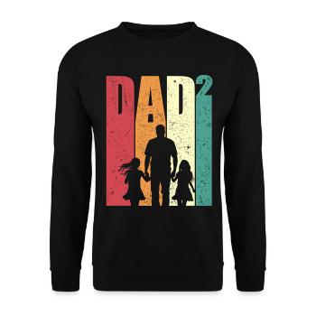 Dad High 2 Dad Two Daughters Retro Dad Gift - Unisex Sweatshirt - black - Front - Alina (178cm) & Michal (187cm)