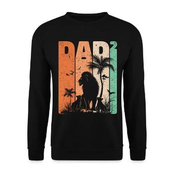 Dad High 2 Leo Two Kids Father's Day Gift - Unisex Sweatshirt - black - Front - Alina (178cm) & Michal (187cm)