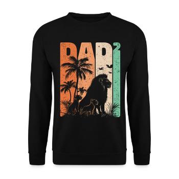 Rétro Lion Design Papa High 2 pères cadeau - Sweat-shirt Unisexe - noir - Devant - Alina (178cm) & Michal (187cm)