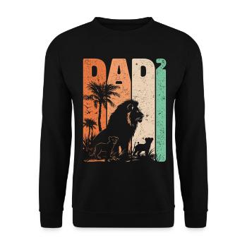 Father's Day Lion Dad High Two Kids Gift - Unisex Sweatshirt - black - Front - Alina (178cm) & Michal (187cm)