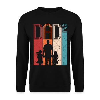 Dad Hoch 2 Vater Zwei Töchter Vatertag Geschenk - Unisex Pullover - Schwarz - Vorne - Alina (178cm) & Michal (187cm)