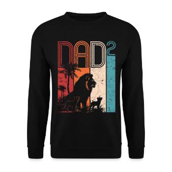 Père avec deux enfants Lion Cadeau Fête des Pères - Sweat-shirt Unisexe - noir - Devant - Alina (178cm) & Michal (187cm)