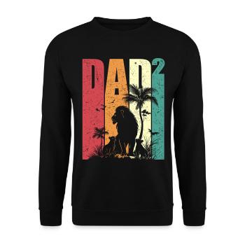 Papa Grand Deux Lion Safari Cadeau Rétro Fête des Pères - Sweat-shirt Unisexe - noir - Devant - Alina (178cm) & Michal (187cm)