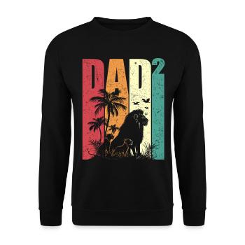 Dad High Two Leo Father Two Children Father's Day - Unisex Sweatshirt - black - Front - Alina (178cm) & Michal (187cm)
