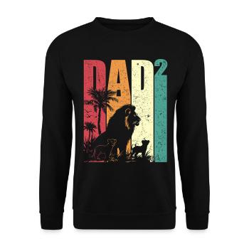 Lion Two Children Dad High 2 Father's Day Gift - Unisex Sweatshirt - black - Front - Alina (178cm) & Michal (187cm)